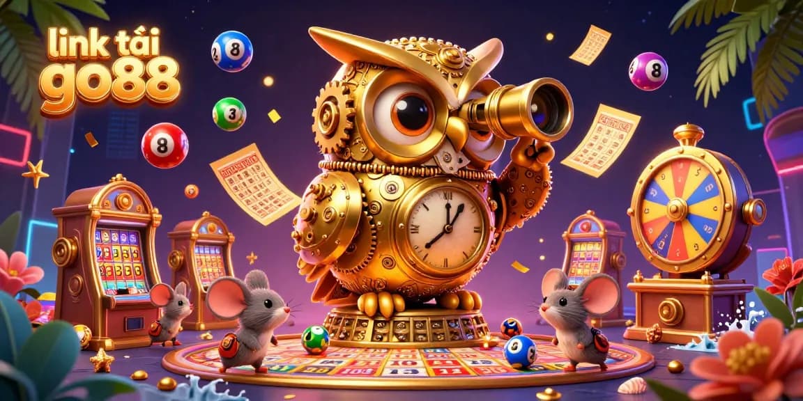 Engage with the exhilarating link tải go88 experience featuring vibrant 3D cartoon characters amidst lively casino elements.