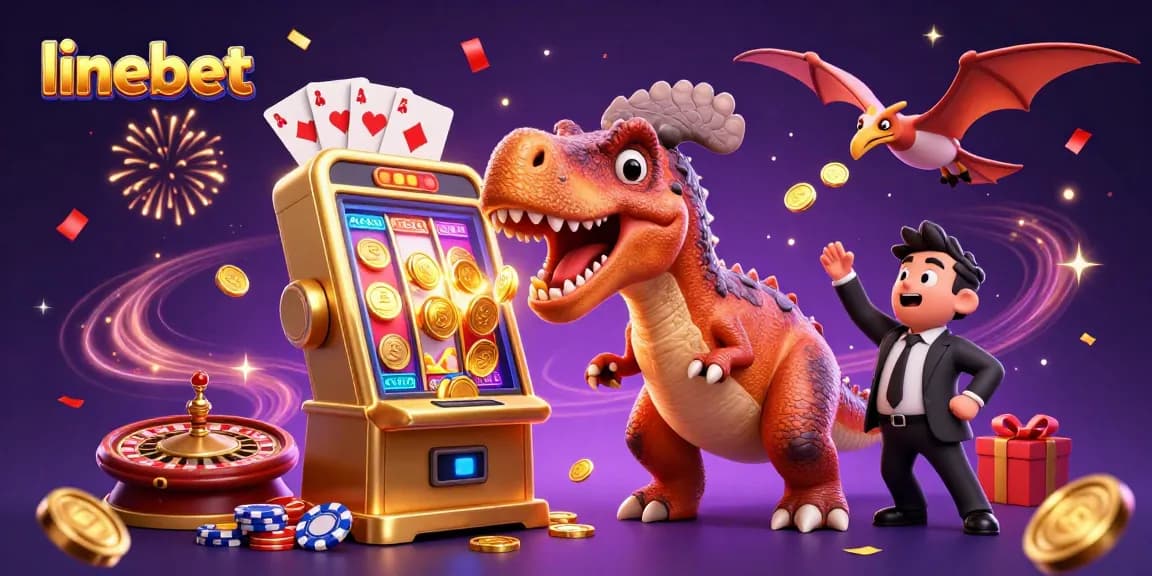 Catch the excitement at linebet with a pachycephalosaurus hitting a jackpot slot machine.