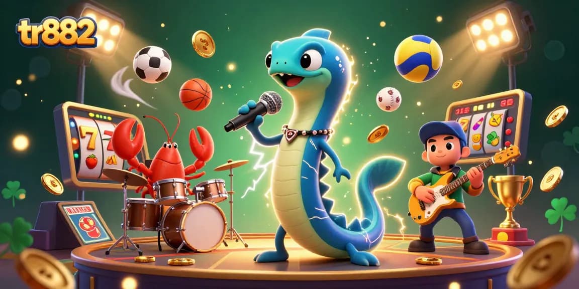 tr882 players winning excitement with slot reels and colorful characters in a vibrant underwater casino scene