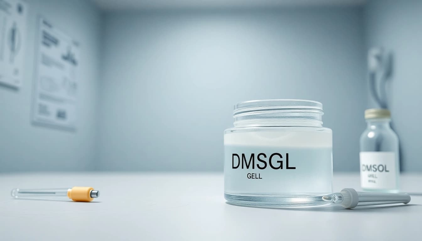 Apply dmso gel in a professional setting with clear focus on texture and purity.