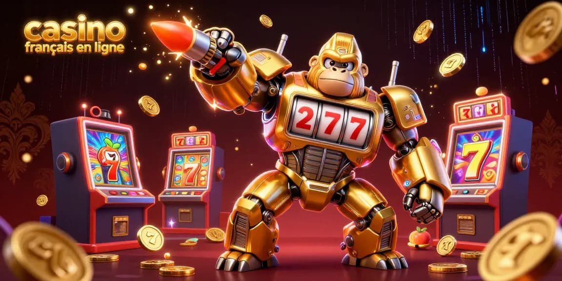 Jouez au casino français en ligne avec l'illustration dynamique d'une machine à sous transformée.