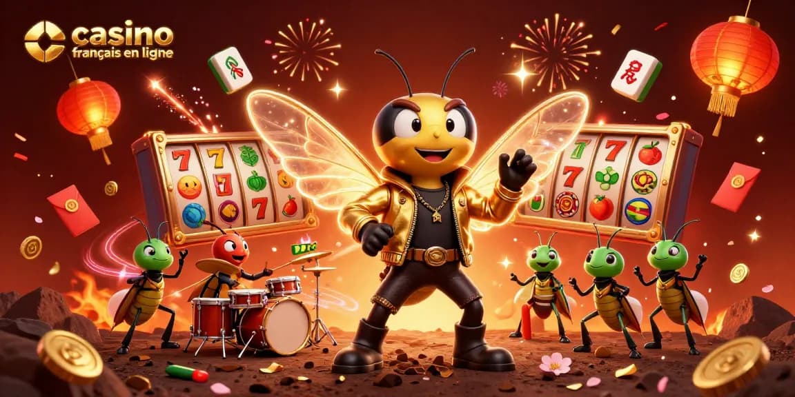 Jouer dans un casino en ligne français avec des personnages colorés et des éléments festifs.