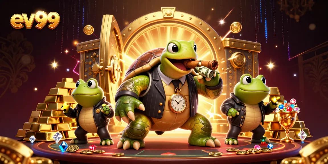 Experience thrilling wins at ev99 with cartoon turtle mobsters and dazzling casino treasures.