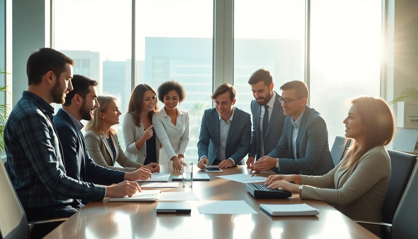 Discussing cheapest merchant cash advance in uk options in a professional office.