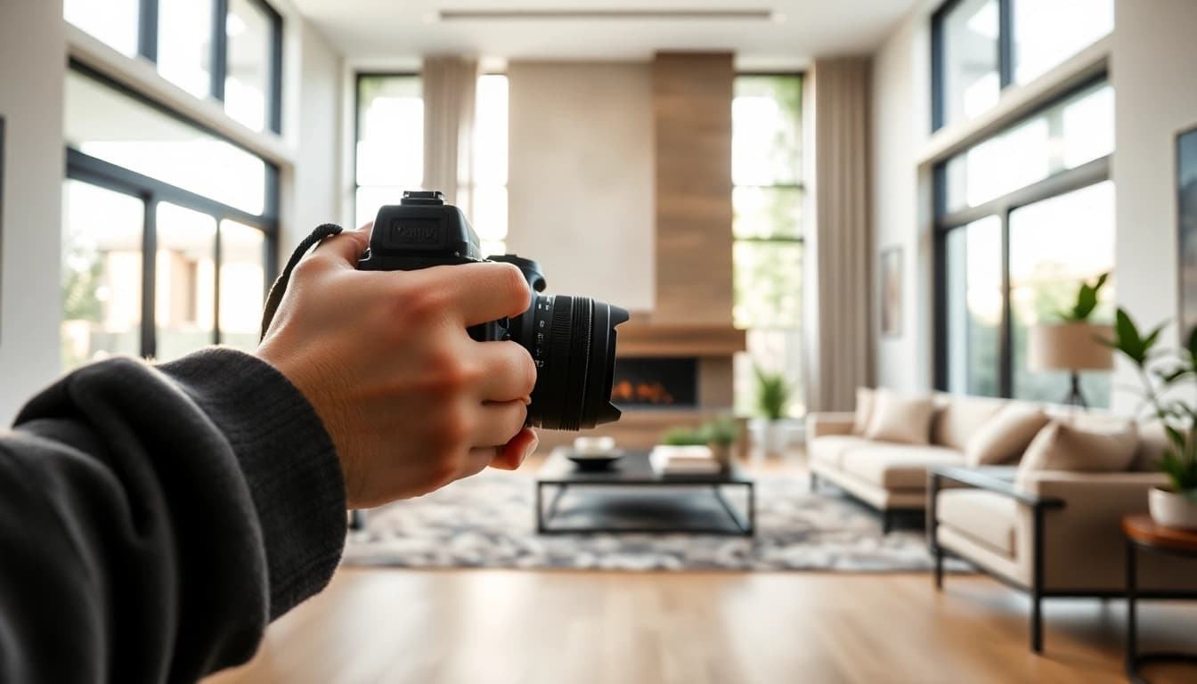 Real Estate Photographer showcasing a luxurious home interior with natural lighting and modern decor.
