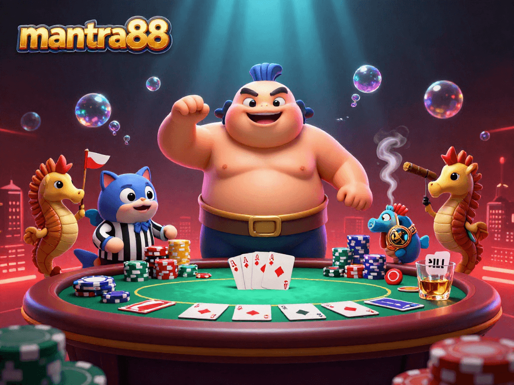 Engage with mantra88 for thrilling poker action in a vibrant underwater scene.