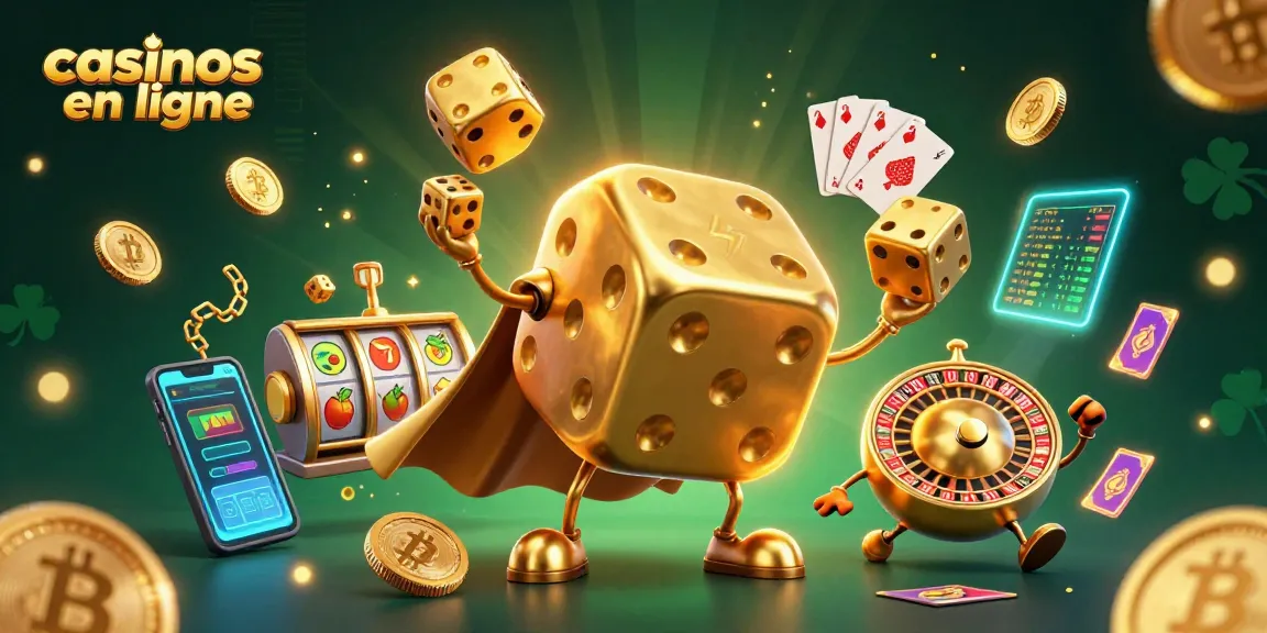 Jouez dans les casinos en ligne avec des dés dorés et des éléments de jeu captivants.