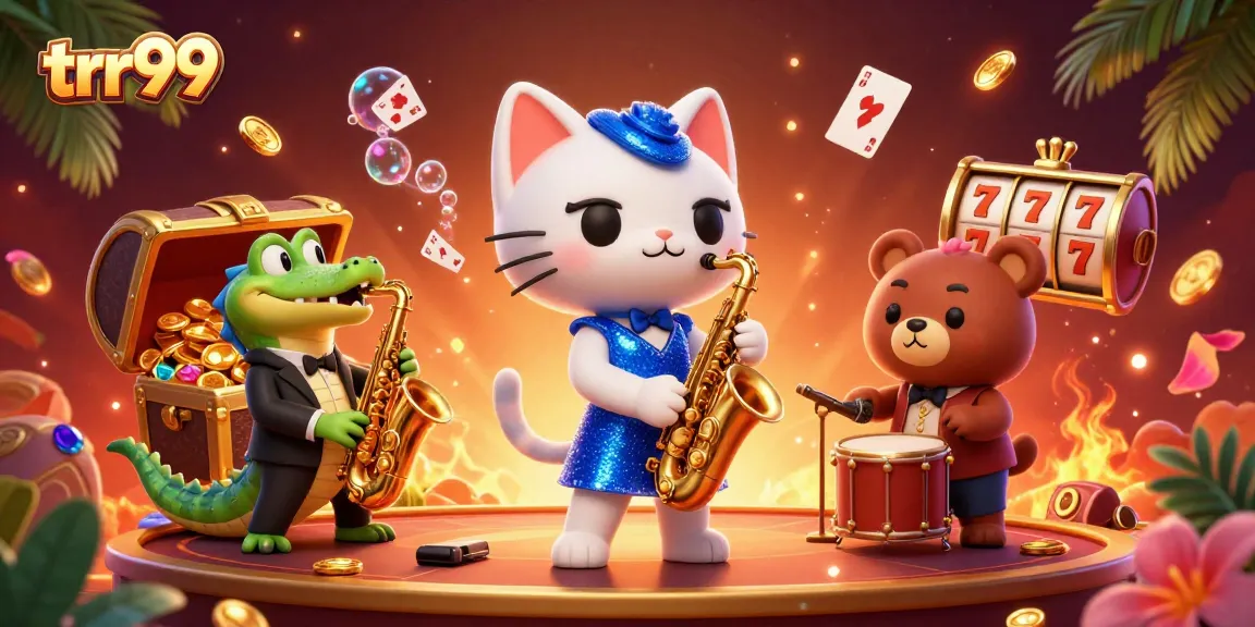 Engage in exciting action at trr99 with a vibrant casino scene featuring animated characters.