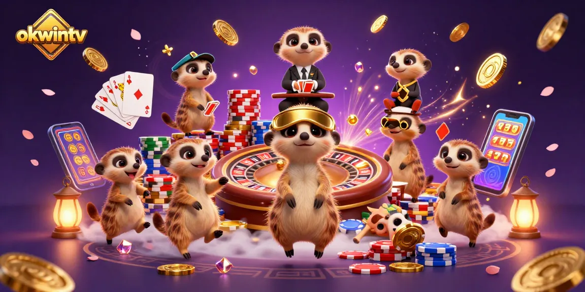 Experience thrilling gaming at okwintv with meerkats managing a vibrant casino, showcasing endless excitement.