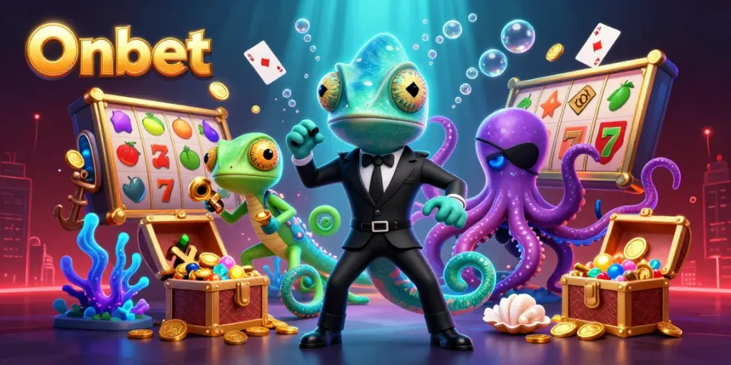 Win big with Onbet's dynamic slot experience featuring vibrant characters and exciting gameplay.