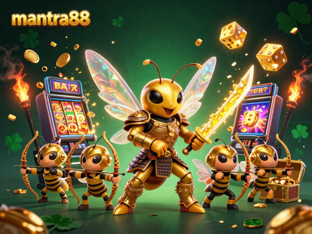 mantra88 engages players with stunning 3D visuals of a golden hornet and exciting casino elements.