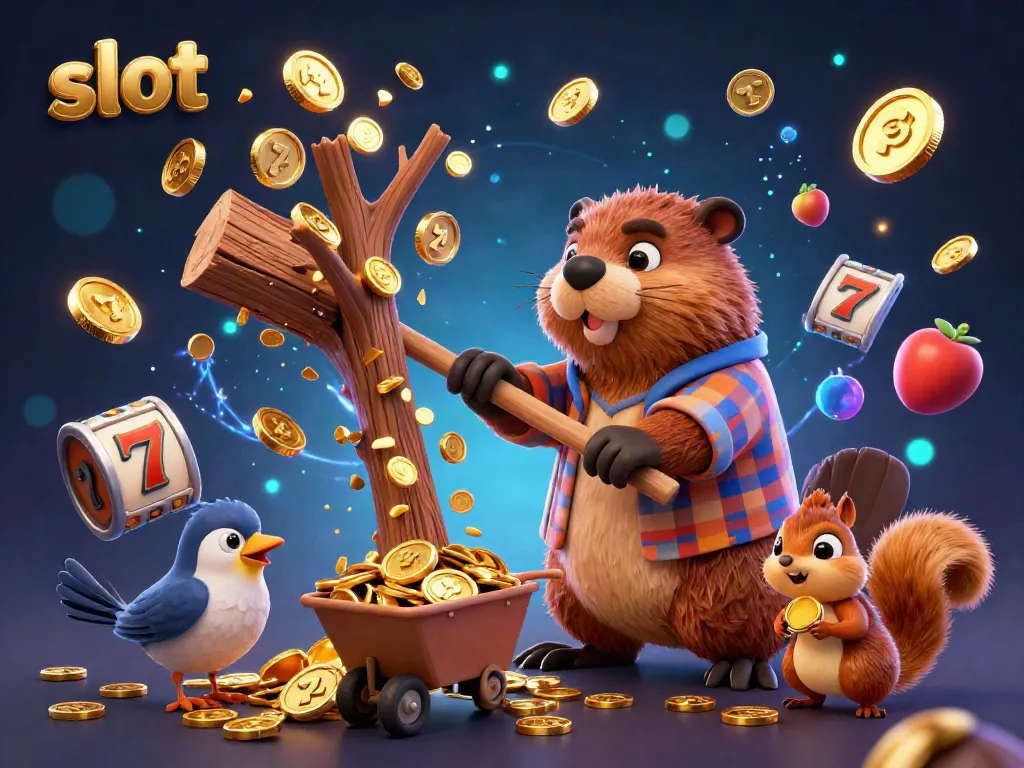 Mengumpulkan koin emas dalam slot saat beruang dan burung beraksi di kasino.
