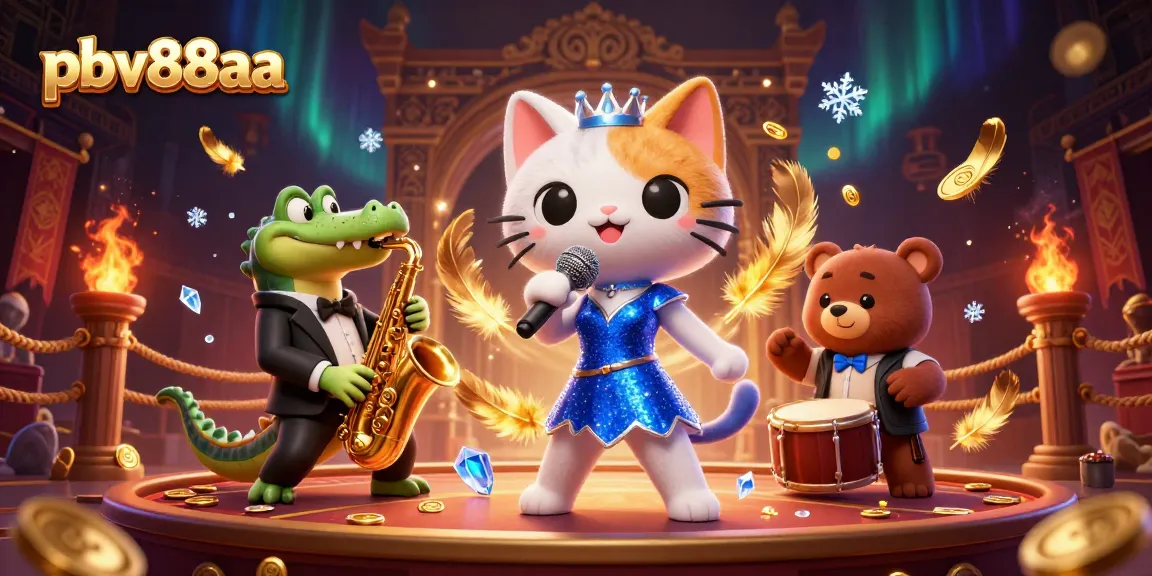 Pbv88aa showcases a vibrant online casino scene with playful characters engaging in thrilling bets.