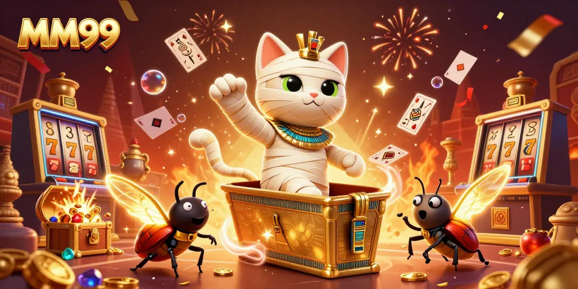 Engage in thrilling gameplay at MM99 with an exhilarating 3D casino scene featuring vibrant characters and dynamic gaming elements.