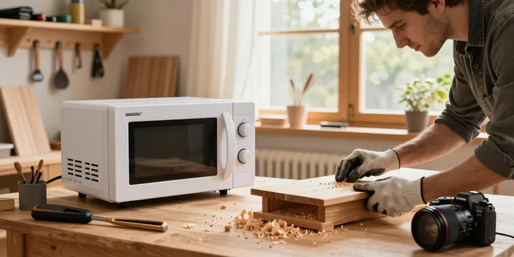 SHASHEL® microwave device treating wooden furniture for beetles