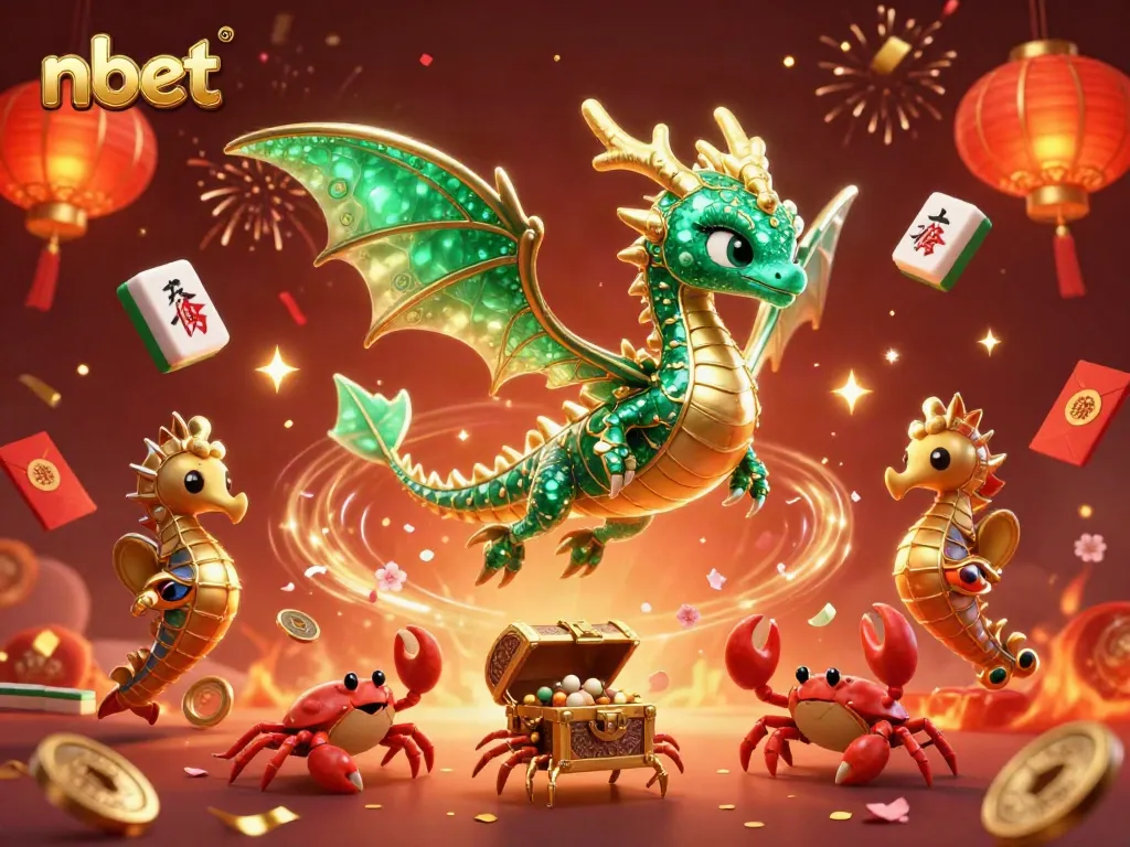 Experience the vibrant world of nbet with a majestic sea dragon and treasures in a vibrant casino scene.