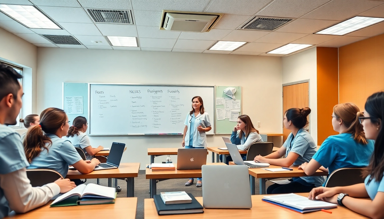 Engaged students in an in person Nclex review in Houston, attentively learning with an instructor in a classroom.