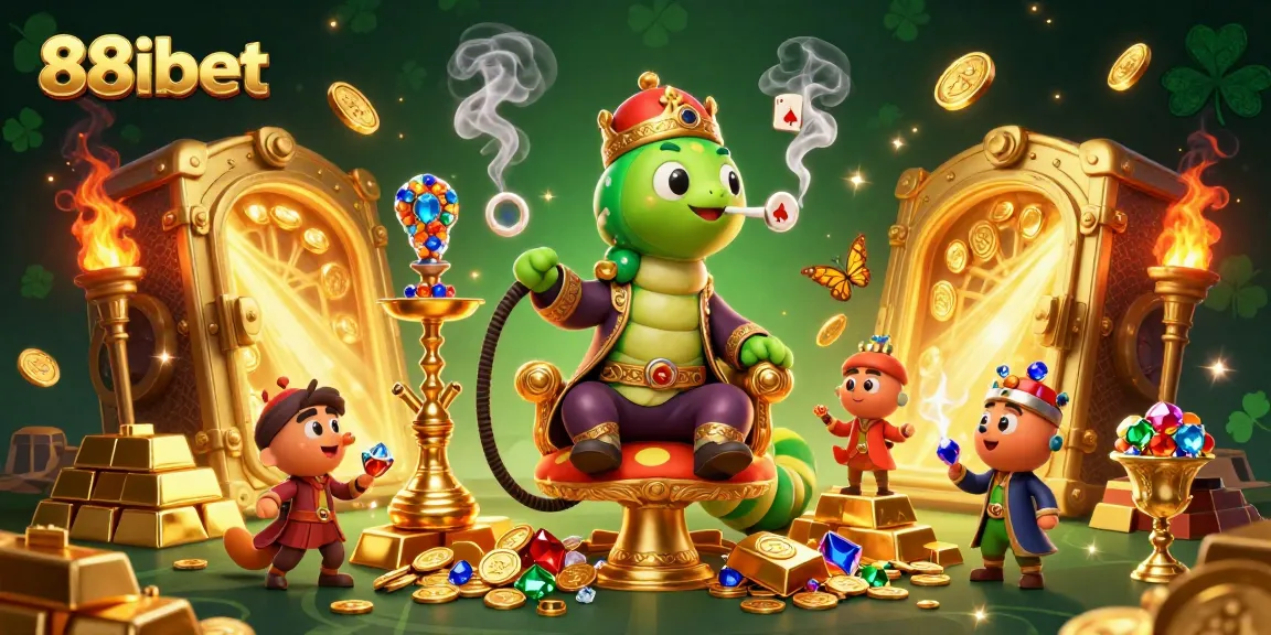 Experience excitement at 88ibet with a vibrant illustration featuring jackpot symbols and a treasure-filled backdrop.