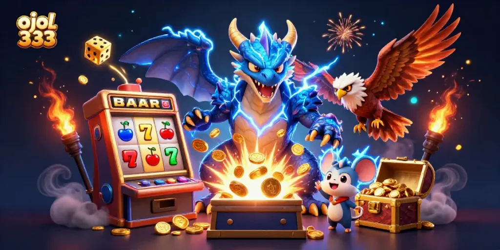 Experience thrilling gaming adventures with ojol 333 in a dynamic, captivating casino scene featuring exciting game elements.