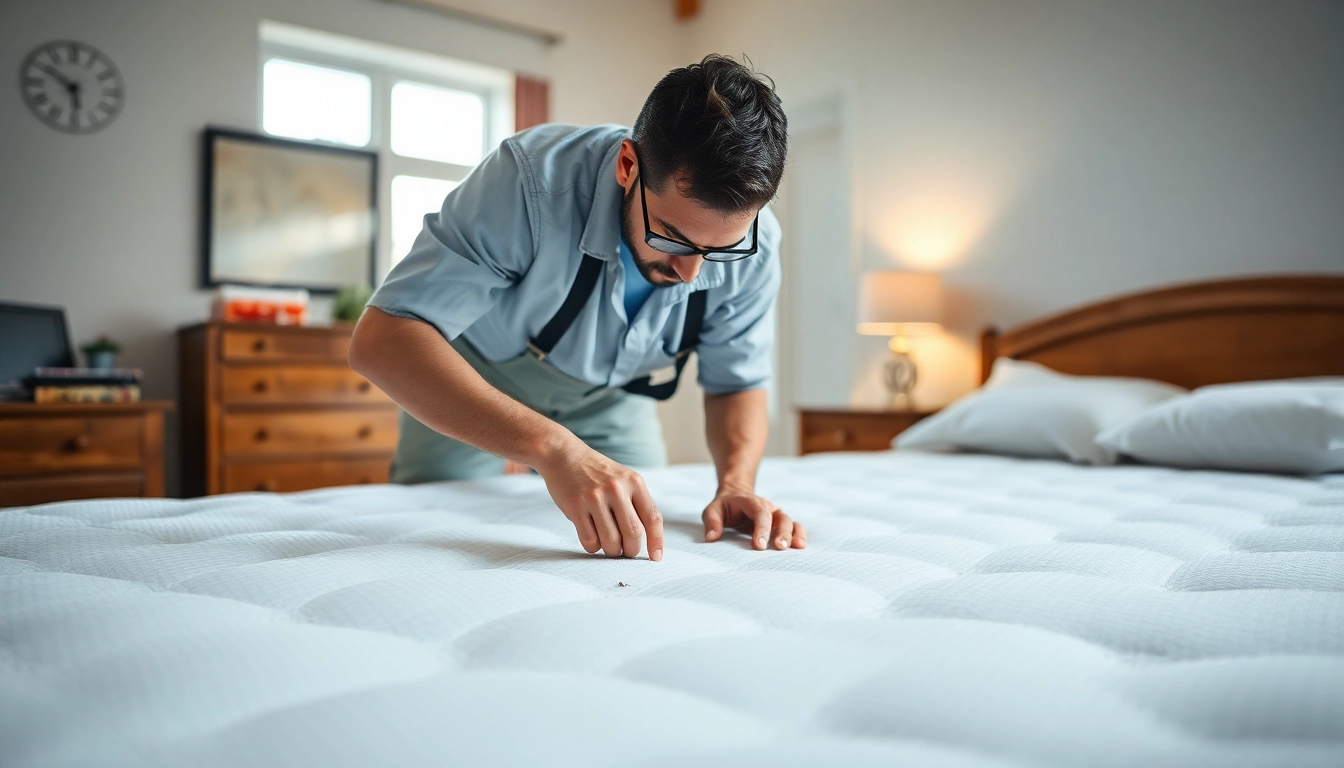 Inspecting for signs of bed bug treatment readiness in a home setup.