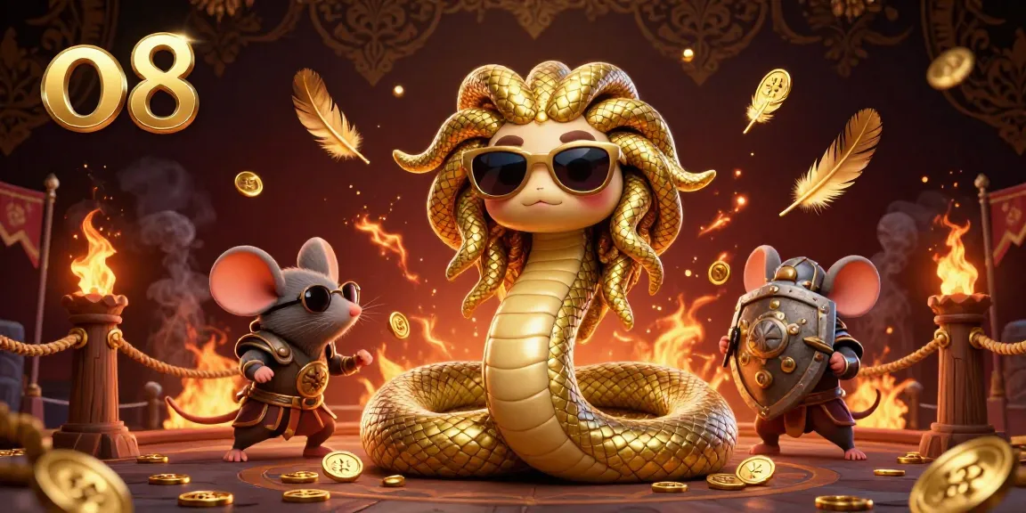 Bet and win big at o8 with a vibrant casino scene featuring Medusa and a warrior mouse.