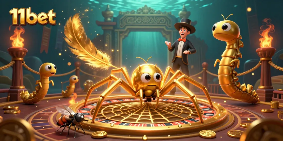 Play roulette with 11bet as a golden spider spins a web of gaming excitement!