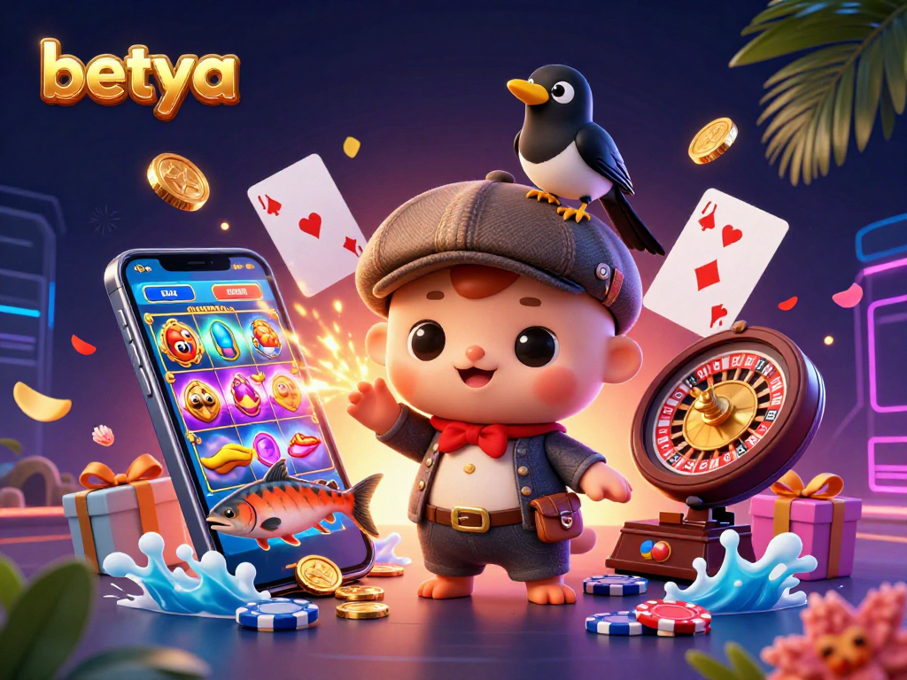 Play thrilling games at Betya featuring 3D cartoon characters like Nessie and vivid casino elements.