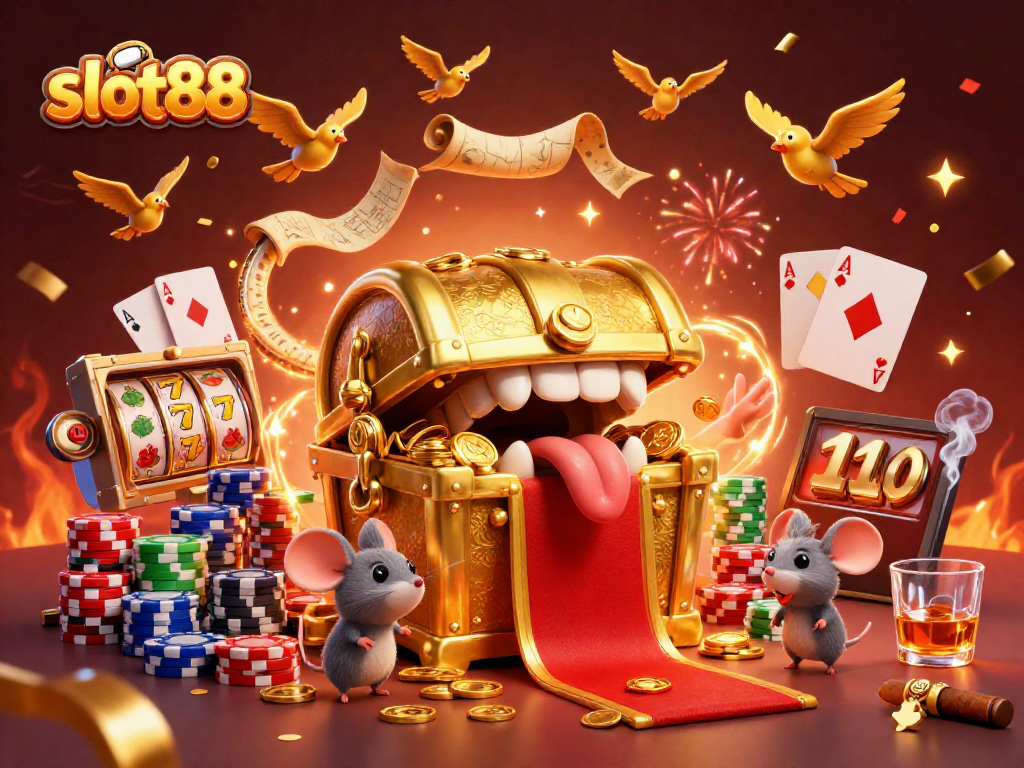 Experience thrilling wins at slot88 with vibrant slot reels and dynamic casino elements.