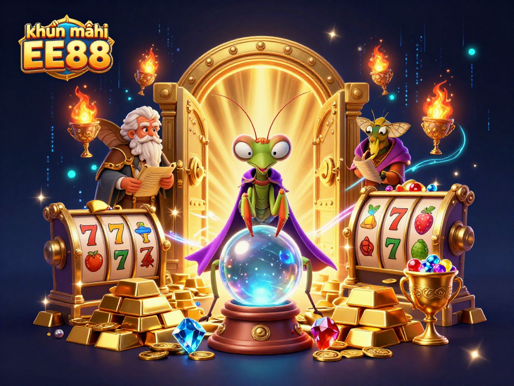 Experience khuyến mãi EE88 with thrilling casino vibes in this vibrant, fantasy-inspired illustration.