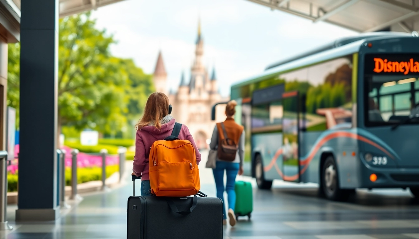 Traveling from Disneyland Paris to airport in a shuttle bus with family.
