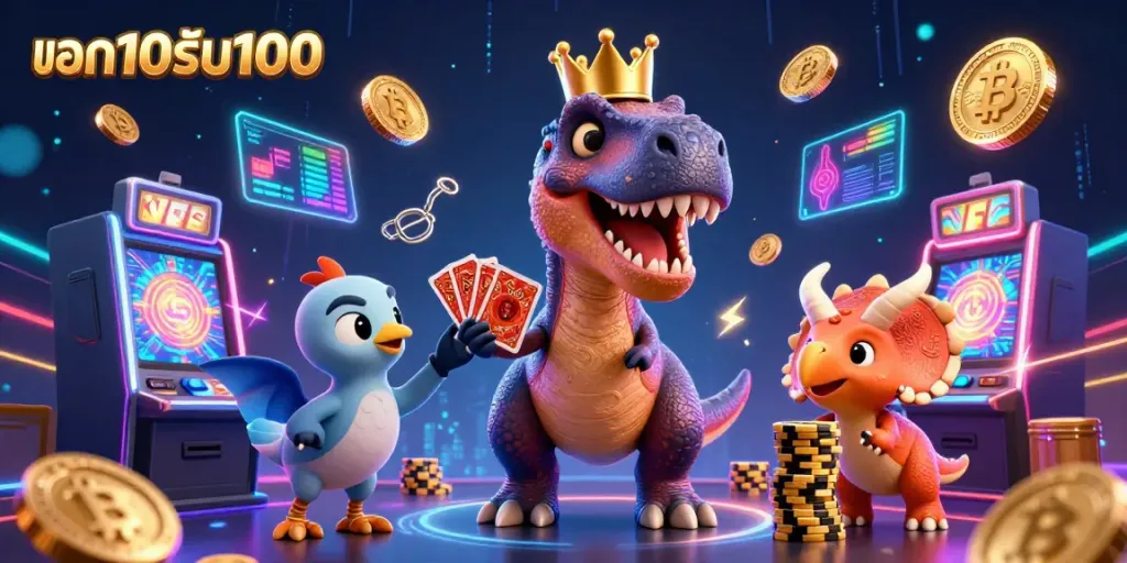 โปรโมชั่นฝาก10รับ100 ในคาสิโนออนไลน์ด้วยไดโนเสาร์การ์ตูนและเหรียญคริปโต