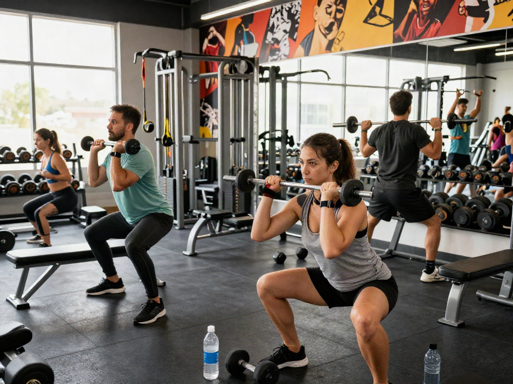 Individuals training in the gym, showcasing a focus on steroidi online use for enhanced performance.