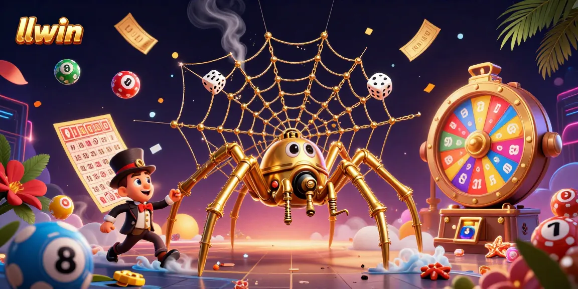 Experience thrilling gaming at llwin with a steampunk spider and dynamic lottery elements.