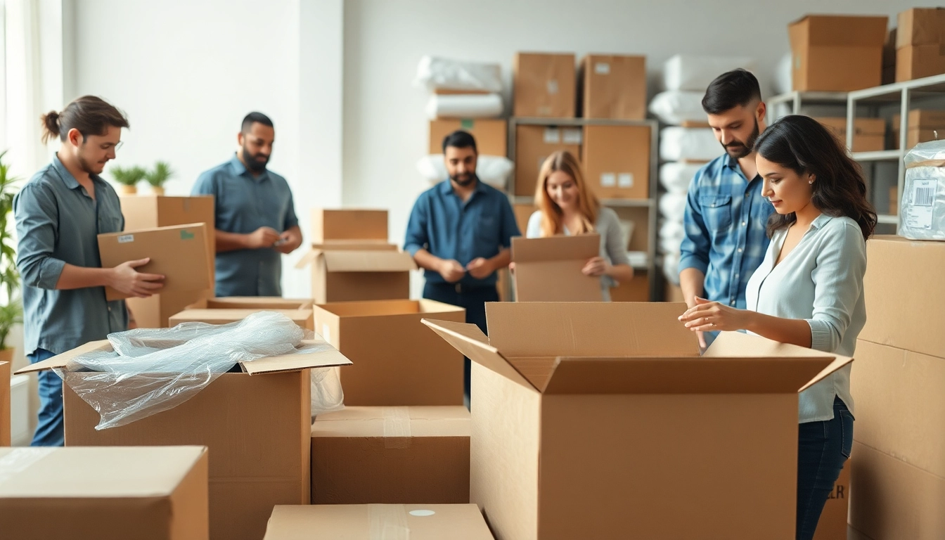 Efficient professional packing services team organizing items for a smooth move.