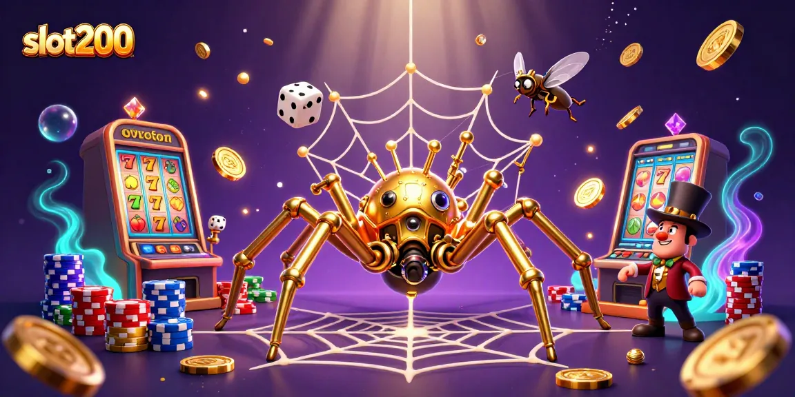 Win big at slot200 with a dynamic scene featuring 3D cartoon characters and casino elements.