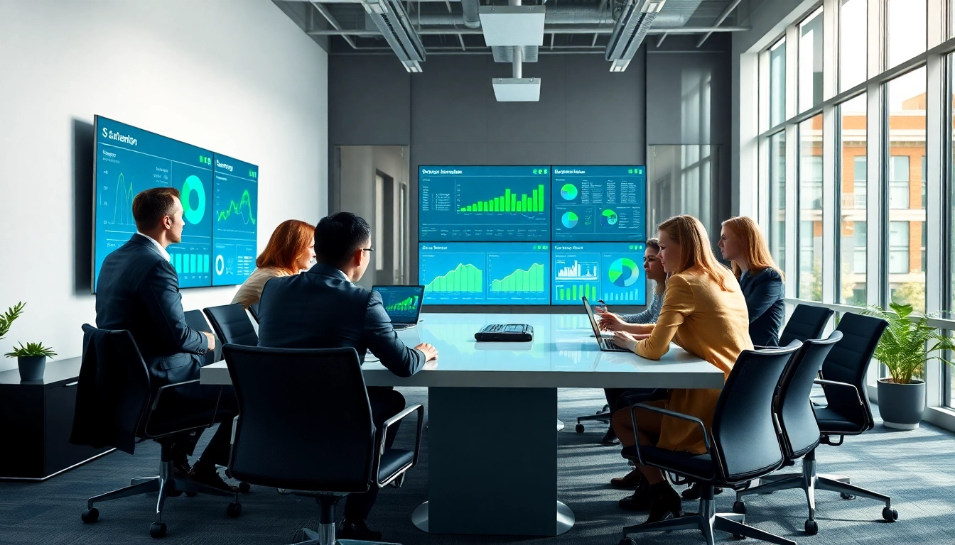 Enhance your multi site business energy management through collaborative professionals in a modern office.