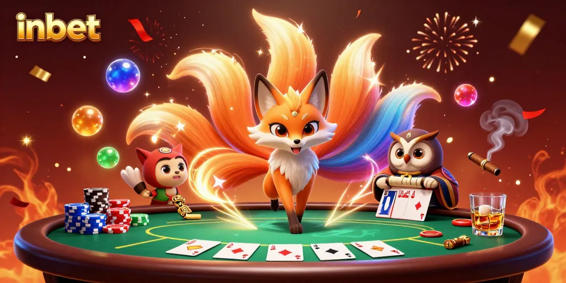 Experience thrilling gameplay with inbet featuring a vibrant fox spirit and poker elements.