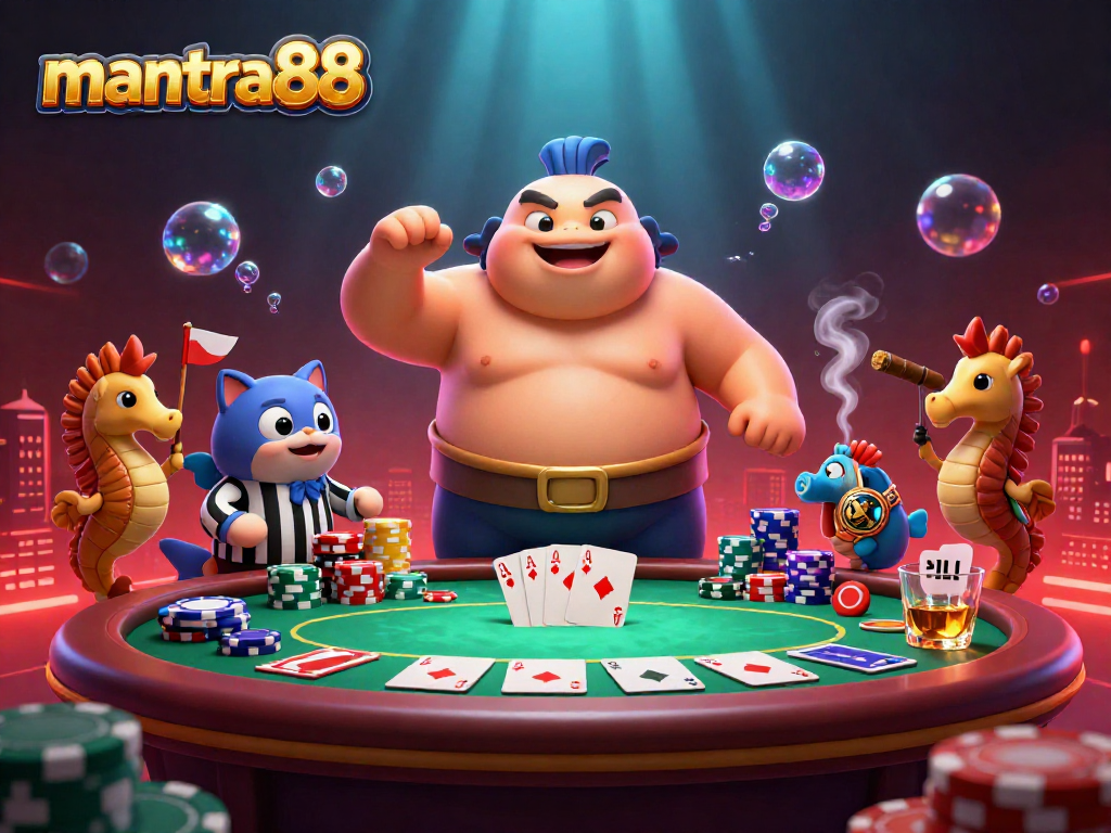 Engage with mantra88 for thrilling poker action in a vibrant underwater scene.
