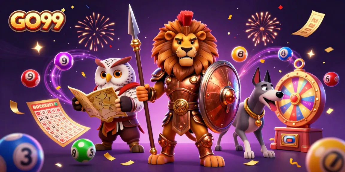 Experience thrilling gameplay at GO99 with vibrant lottery elements and animated characters.